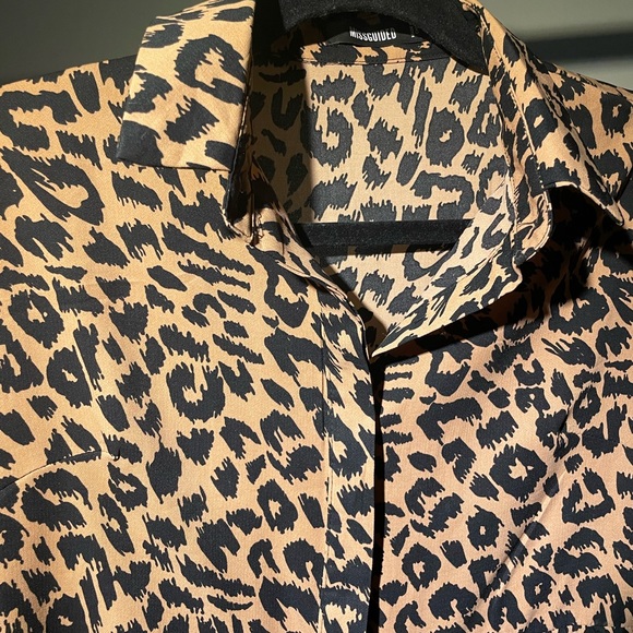 MISSGUIDED A Line Babydoll Dress Leopard Oversized - Picture 8 of 9